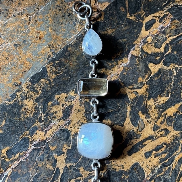 Sterling Silver 925 Smoke Topaz/Moon Stone/Citrine beautiful bracelet - Picture 6 of 11